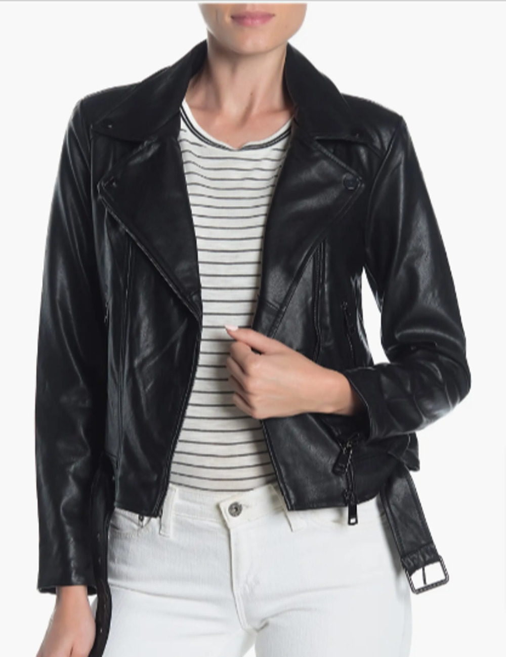 Elodie Black Faux Leather Motorcycle Jacket Size S 4-6 NEW